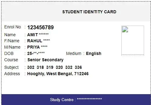 NIOS student id card